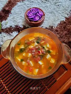 Tomato tofu beef soup