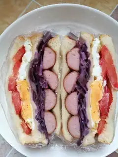 It's a super thick ham and egg sandwich