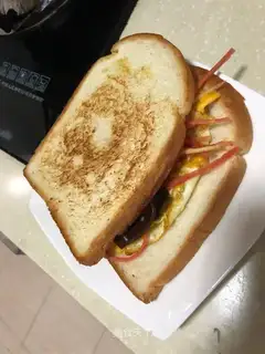 Fried bread egg sandwich