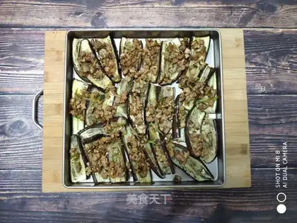 Roast meat and eggplant