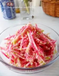 Cold salad with beautiful shredded radish