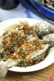 Sea bass soaked in clear water