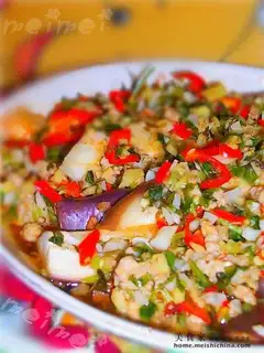 Steamed eggplant with minced pork