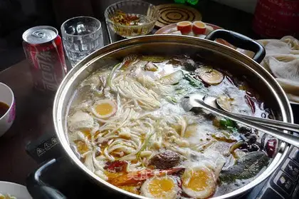 Homemade spicy red oil hot pot