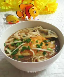 Duck egg dumpling soup