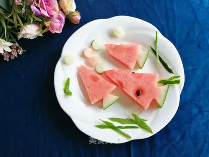 Flower cut watermelon