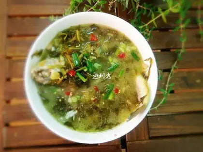 Snow pickles, yellow fish soup