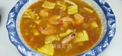 Tomato egg shrimp soup