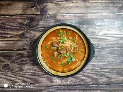 The lamb stew, the tomatoes, the mushrooms