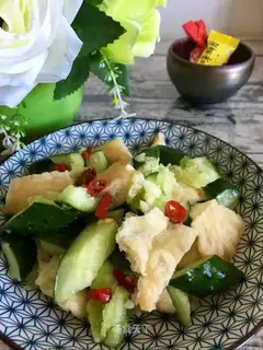 A cucumber with noodles