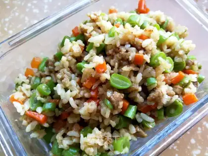 Beef bean horned rice