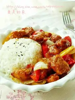 Double color sweet and sour pork rice