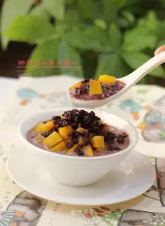 Coconut milk, black rice, pumpkin syrup