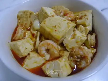 Fresh shrimp mapo tofu