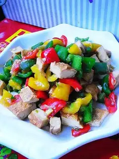 Diced tofu with colorful pepper