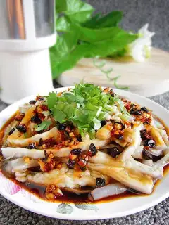 Hand-shredded eggplant strips