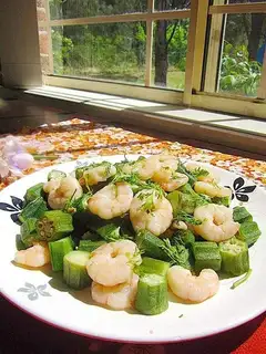 stir-fried okra with shrimp