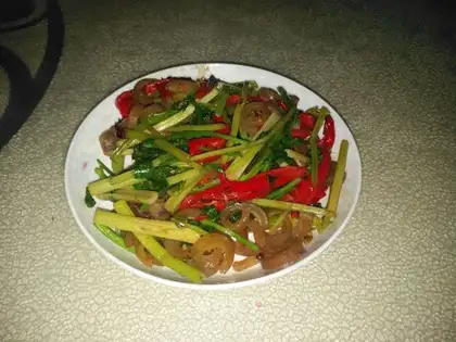 Celery with pig skin