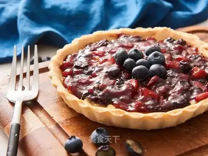 A peach blueberries