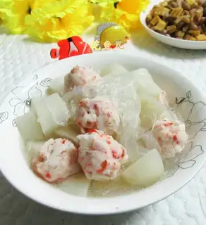 The fan shrimp ball boils radish
