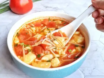 Tomatoes and tofu soup