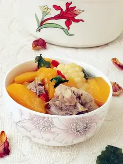 Pumpkin corn chop soup