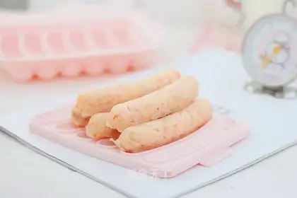 Homemade baby shrimp sausage