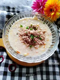 Oatmeal beef congee
