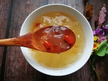 Peach soap horns, silver spoons