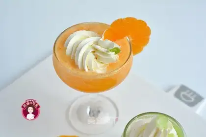 Orange ice cream on the snowtop