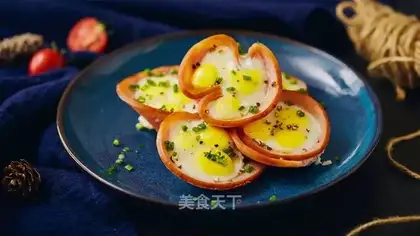 Ham steamed quail eggs