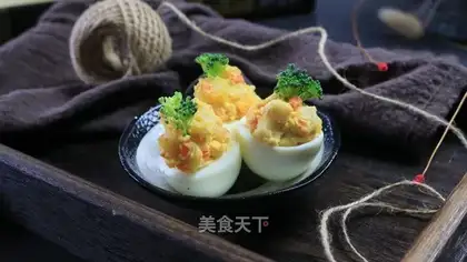 Fish cake and salad eggs