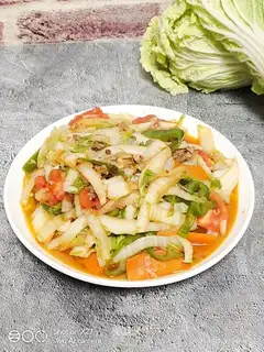 Big cabbage, fried meat