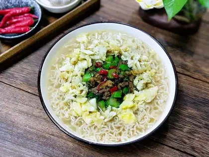 Beef mustard egg noodles