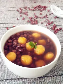 Pumpkin chords of red bean soup