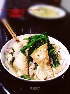 Stewed tofu with pea sprouts