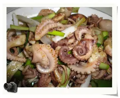 Eight strips with spring onions