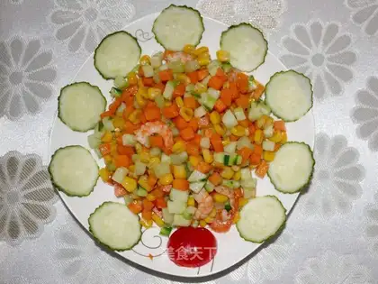 Colorful shrimp diced