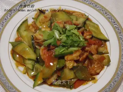 Tomato shrimp slices