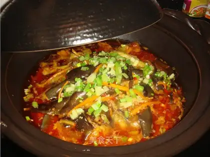 Eggplant casserole with fish flavor