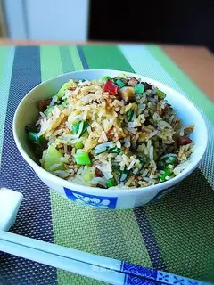 Grilled pork and cucumber fried rice