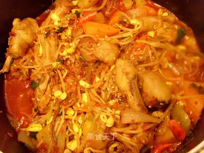 Korean stir-fried spicy chicken soup