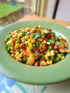 stir-fried chicken with XO sauce and mixed vegetables