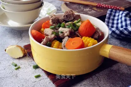 Corn carrot steak soup