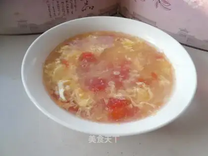 Fresh corn tomato omelet soup