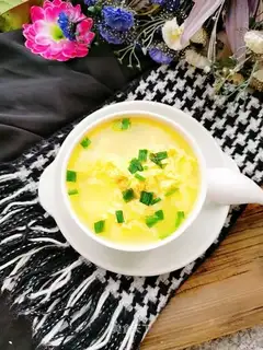 Duck egg omelet soup
