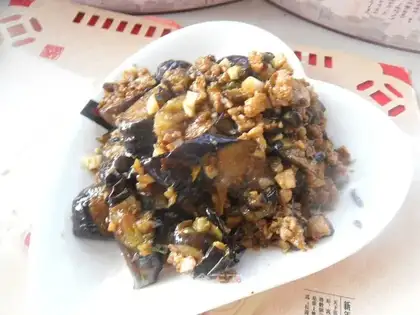 Meat and eggplant