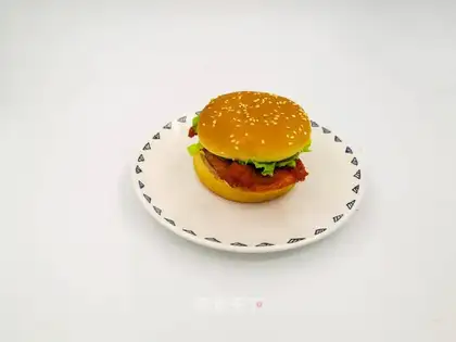Red chicken steak burger