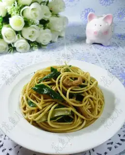 Onion leaves, thin meat noodles