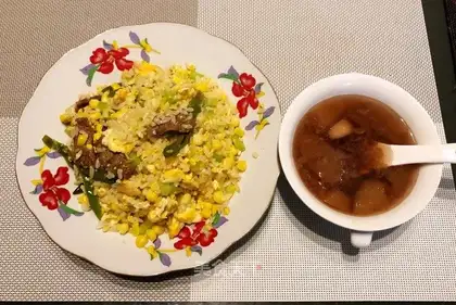 Vegetable beef egg fried rice